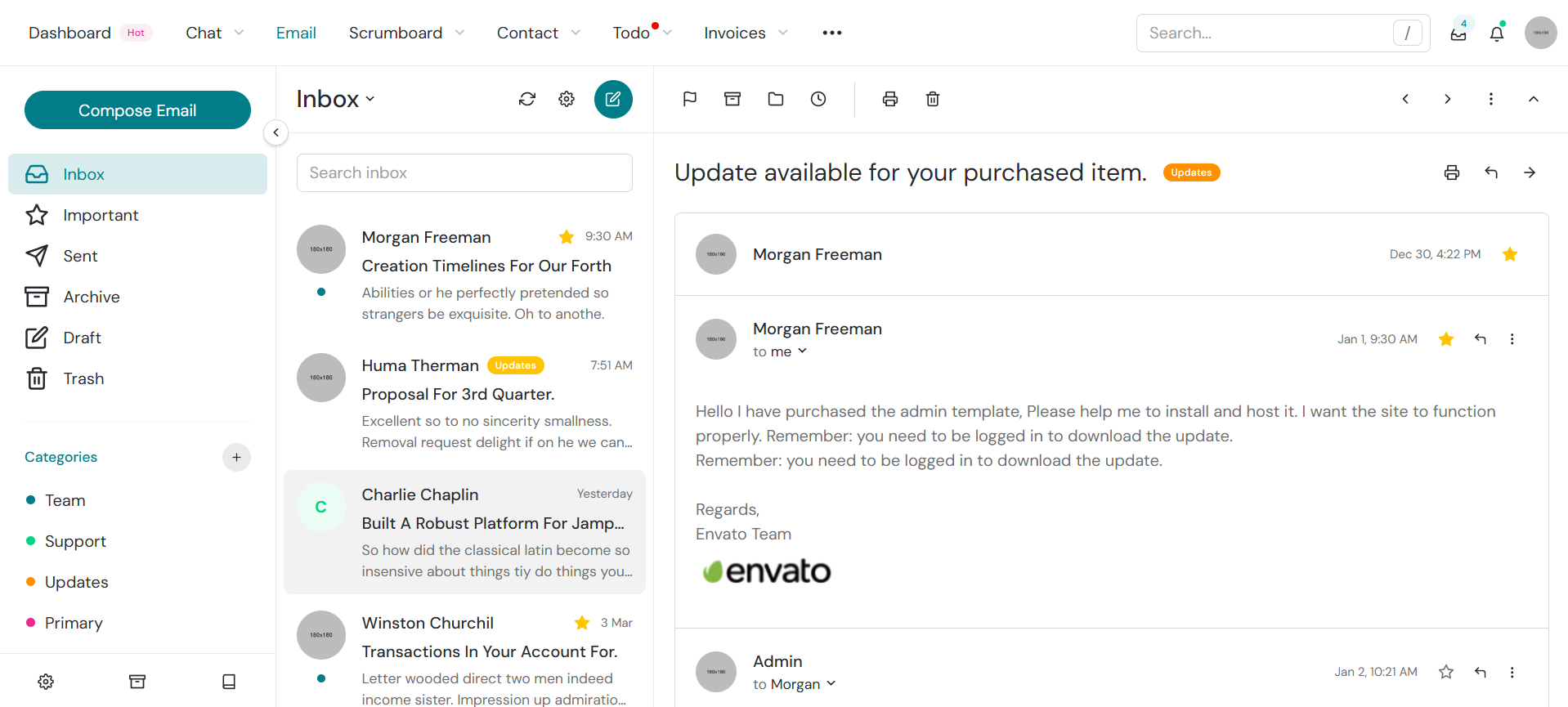 FinServ CRM email workspace for managing customer conversations.