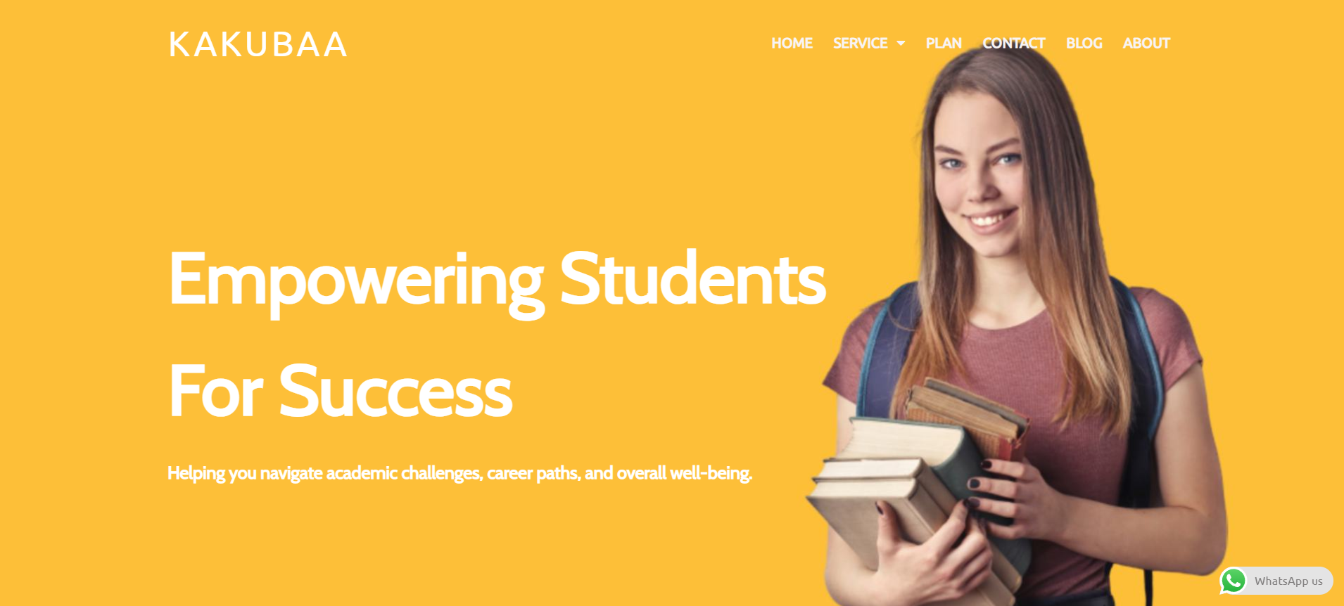 Kakubaa homepage introducing its student guidance and support services.